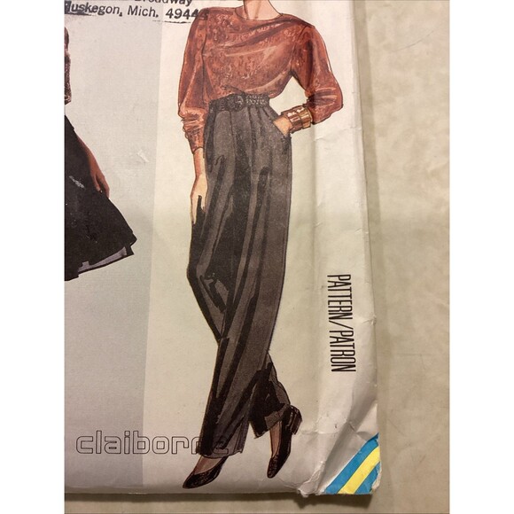 Vtg Mccalls 3495 Liz Claiborne Pleated Pant Top Skirt 1987 Uncut Complete FF 14 - Picture 2 of 10